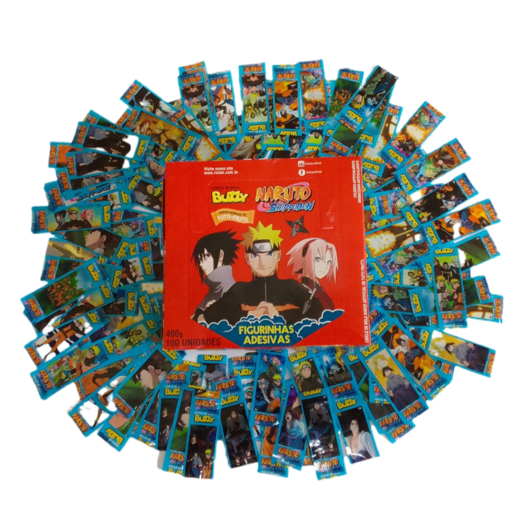 Kit de Figurinhas Adesivas do Naruto Shipuden do Álbum Chicle Bola Buzzy Chiclete de 2022