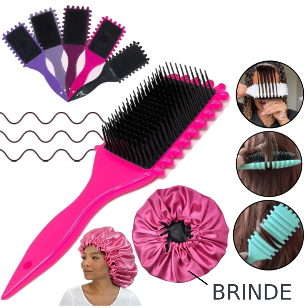 Escova Onda Finalizadora + Touca de Cetim Beauty Flash Definição de Cachos e Finalização para Cabelo Cacheado Crespo em Oferta na Shopee