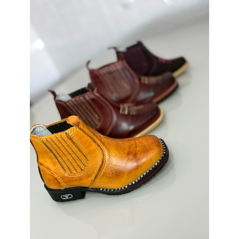Bota Infantil Masculino Botina de Couro Calçados Infantil Zíper Envio Imediato