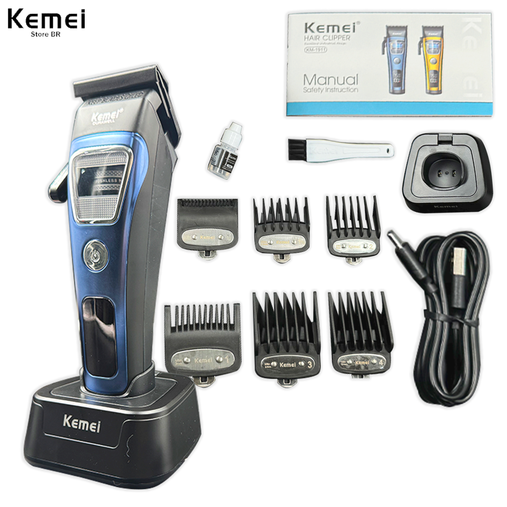 Máquina de Corte  Kemei KM 1911 Máquina de cortar cabelo profissional 5W Motor Externo Bivolt Portátil em Oferta na Shopee