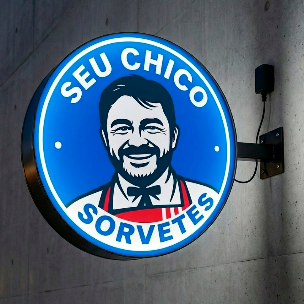 Luminoso Redondo 60cm 2 Faces Fachada Loja Comércio - Painel Bandeira c/ LED em Oferta na Shopee