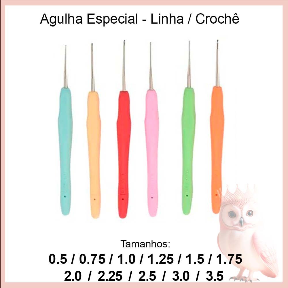 Agulha Especial Crochê-Linha Cabo Emborrachado - Unidade. em Oferta na Shopee