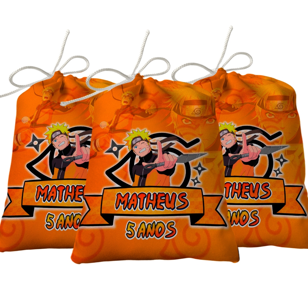 Sacolinha Lembrancinha Festa Aniversário Surpresa Tecido Personalizado Naruto