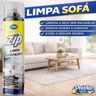 Limpa Estofados Zip Clean 300ml Espuma Spray Seco Sofá Banco Carro Remove Manchas Limpeza Profunda em Oferta na Shopee