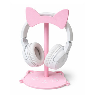 Suporte de Headset Gatinho Cute Base para Fones de Ouvido Kawaii Organizador Mesa Cat Setup