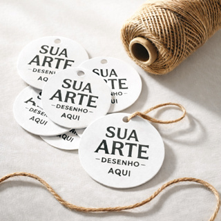 Tag Branca Redonda PERSONALIZADA Com Cordão Juta Sisal 50 unidades em Oferta na Shopee
