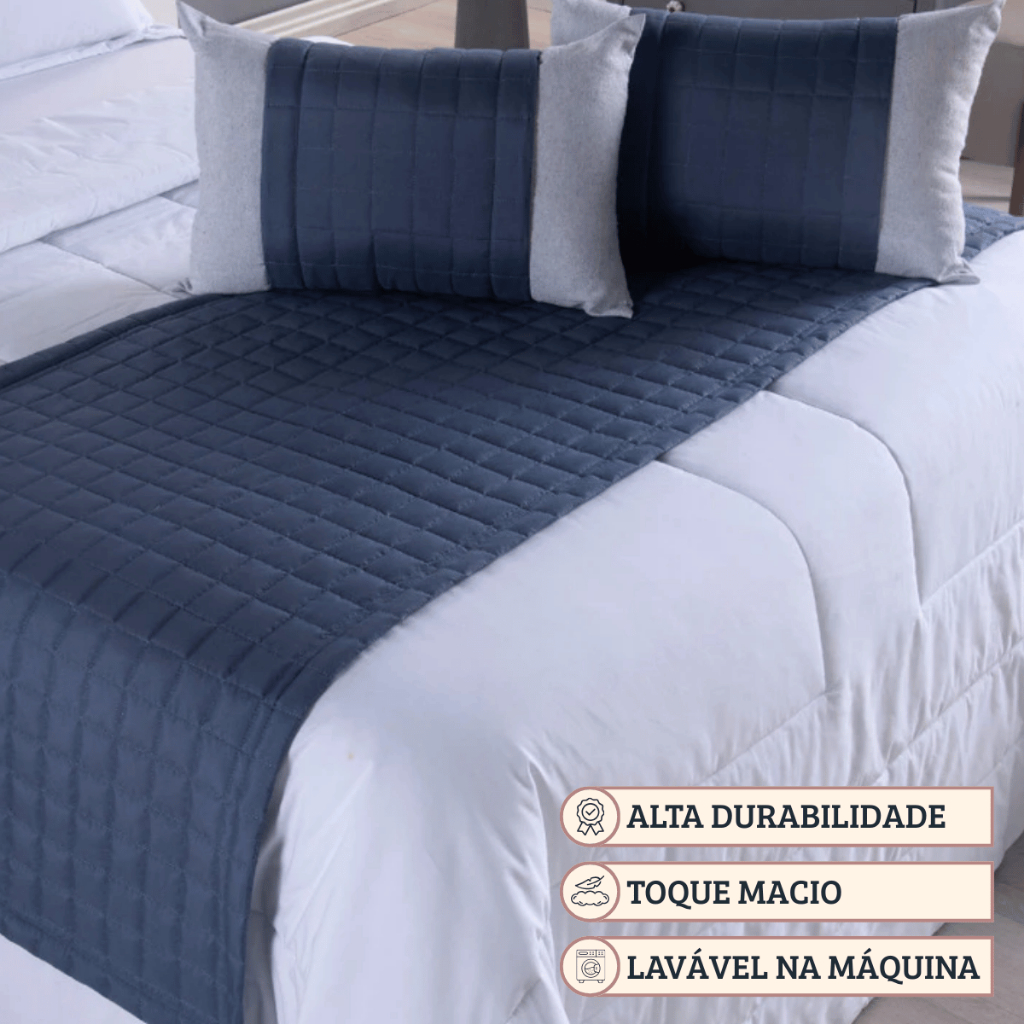 Conjunto 1 Peseira + 2 Almofadas COM Enchimento Casal/Queen 3 Peças Copacabana Toque Macio — imagem 2 de 2