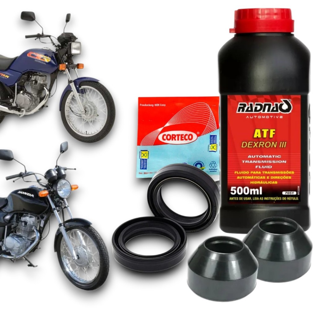 Retentor Bengala Corteco + Guarda Pó + Óleo ATF Honda Titan 125 Fan 125