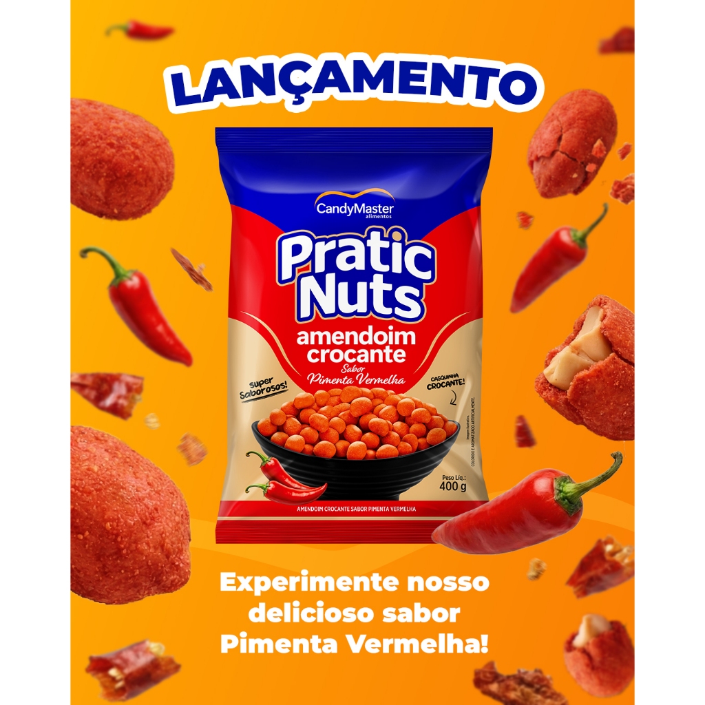 Amendoim Crocante Pratic Nuts Sabor Pimenta Vermelha 1,005 Kg