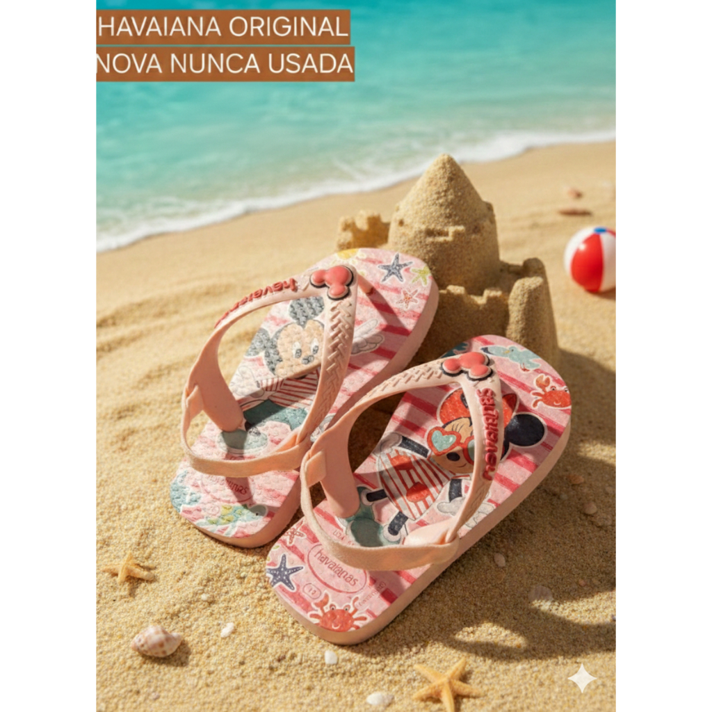 Havaianas Baby Disney Classics Original - Mickey e Minnie Rosa - Tam 19 - Nova Nunca Usada