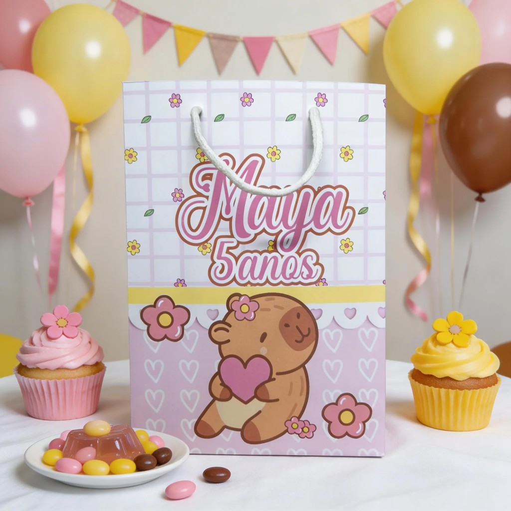 Sacolinha (M) Personalizada Lembrancinha  Capivara.