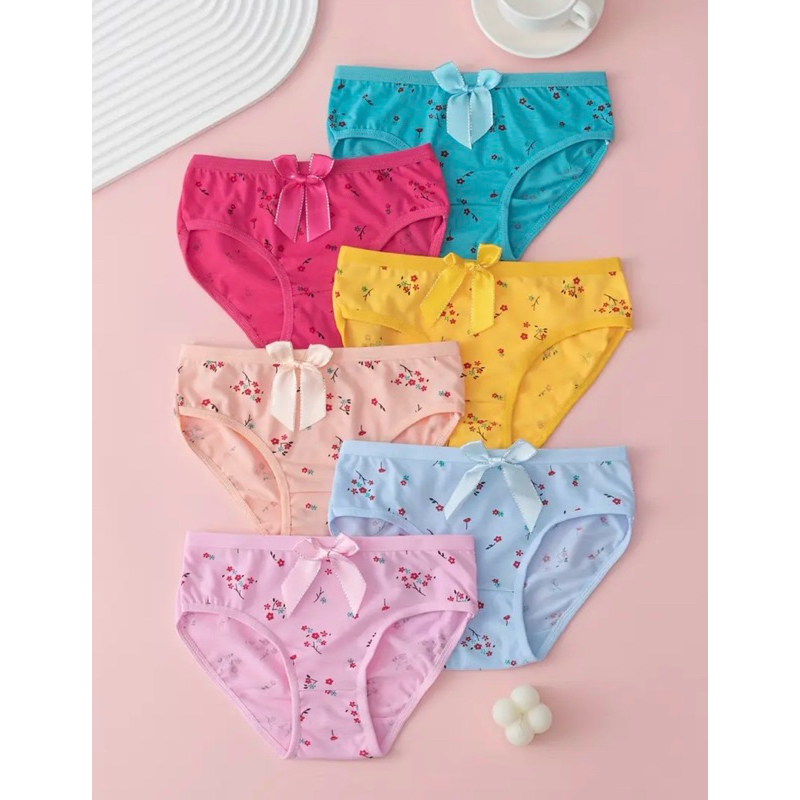 1 Calcinha estampada de roupa interior confortável de cintura média para meninas, com formato de triângulo, design