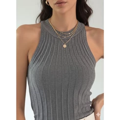 BLUSA FEMININA BASICA ROUPA ESTILOSA REGATA TRICOT MODAL VERÃO TENDENCIA