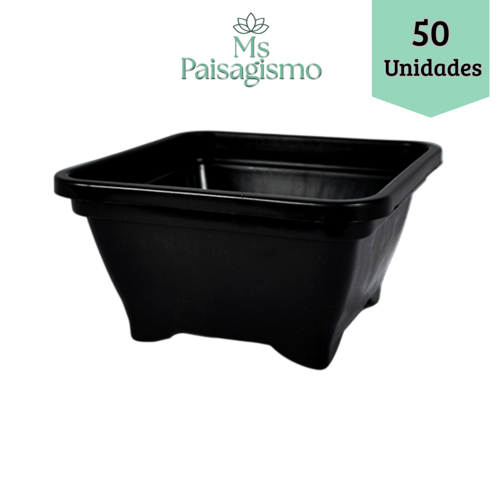 kit 50 vasos plasticos quadrado de 500 ml para bonsai