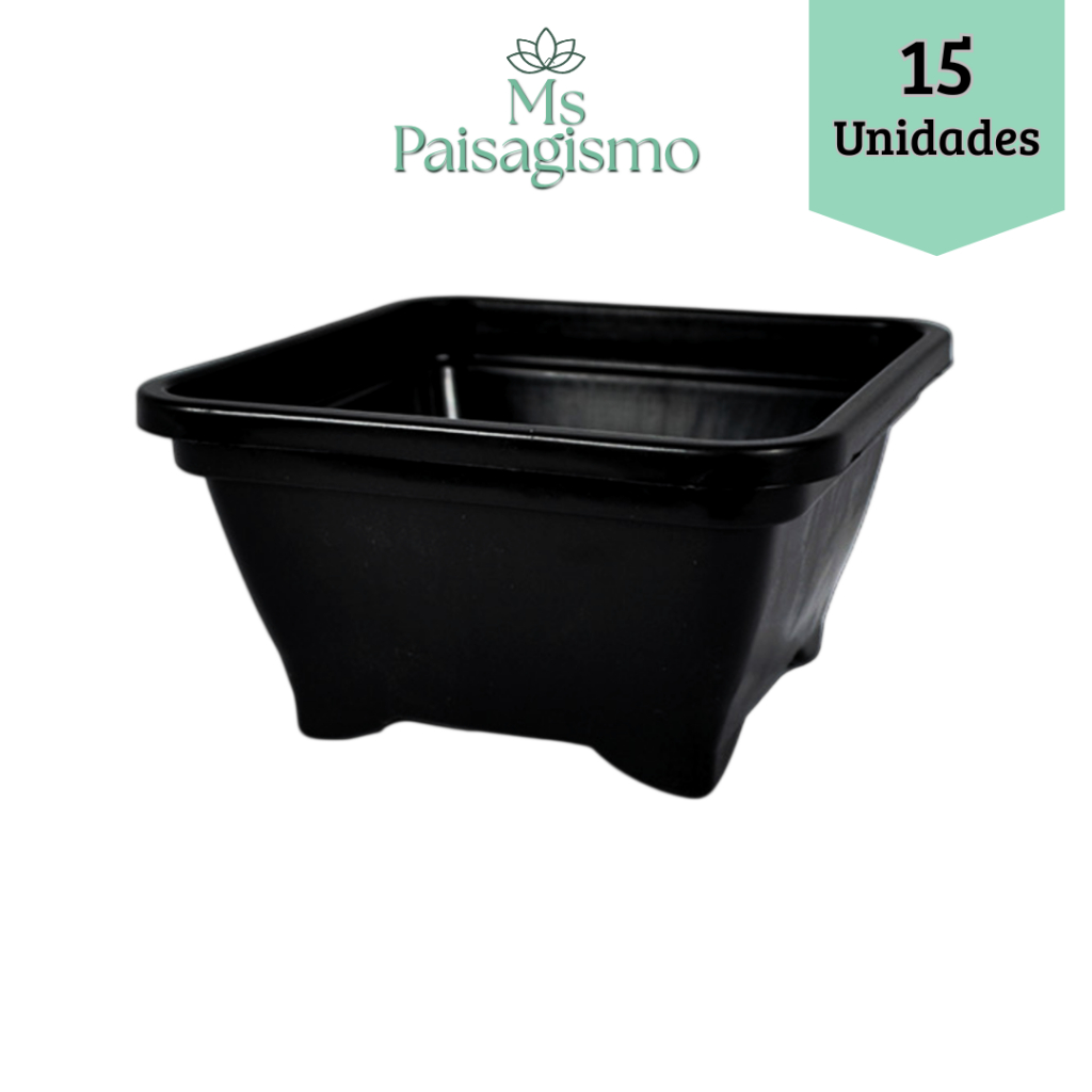 kit 15 vasos quadrados de 500 ml para bonsai e suculentas