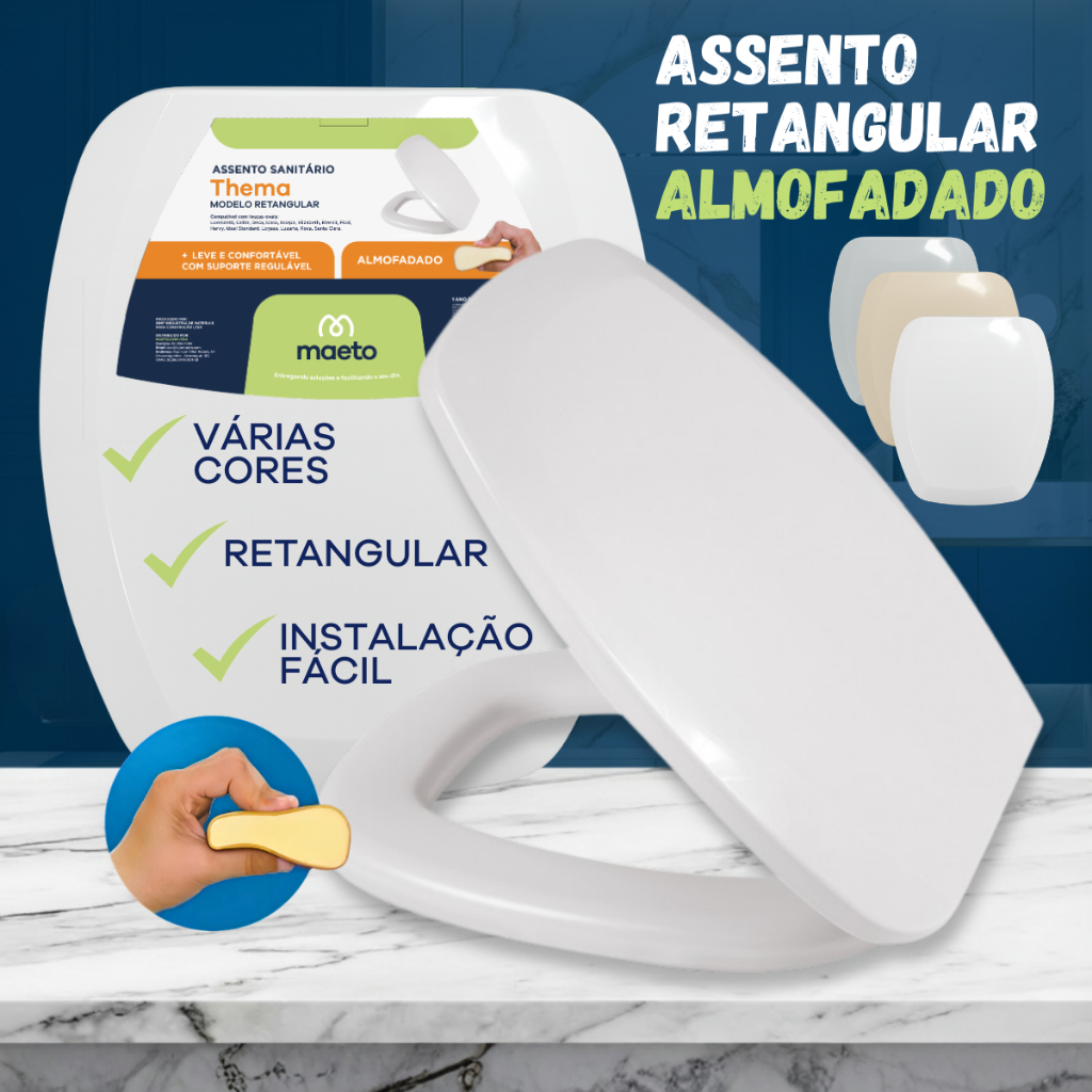 Assento Sanitário Almofadado Compatível Deca Celite Incepa Thema Confortável Resistente 6LPF 1.6GPF em Oferta na Shopee