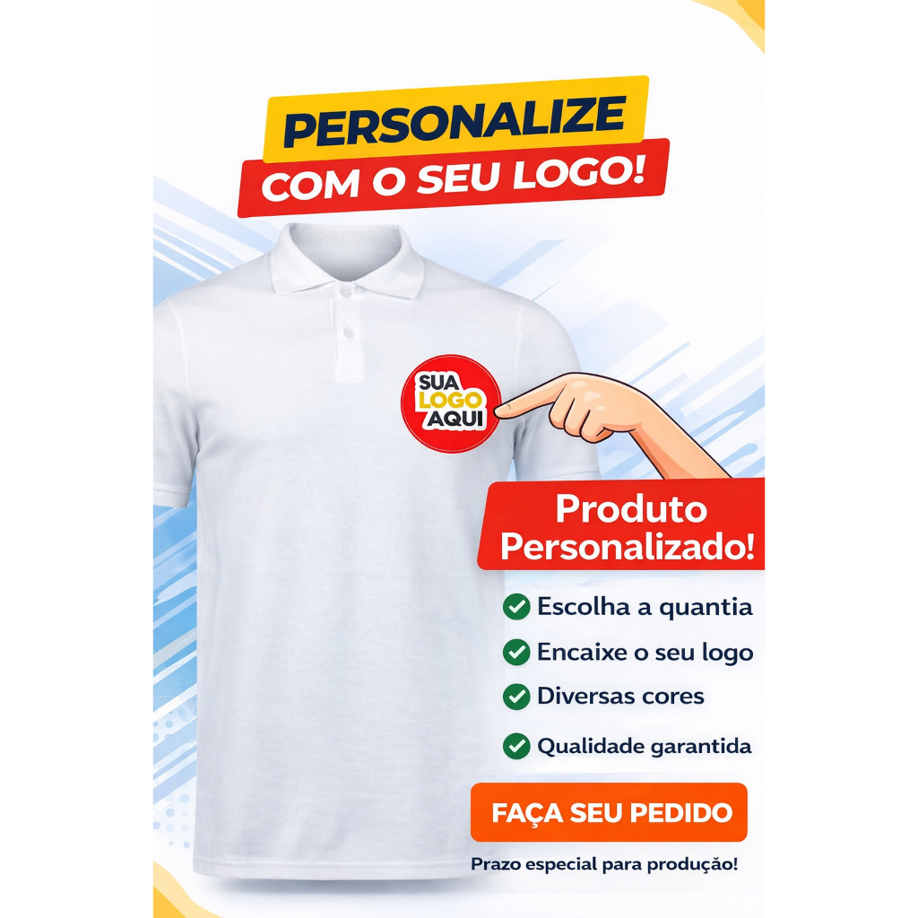 Camisa Gola Polo Personalizada Logo Frente DTF Piquet Premium Poliéster Premium Uniforme Empresa Time