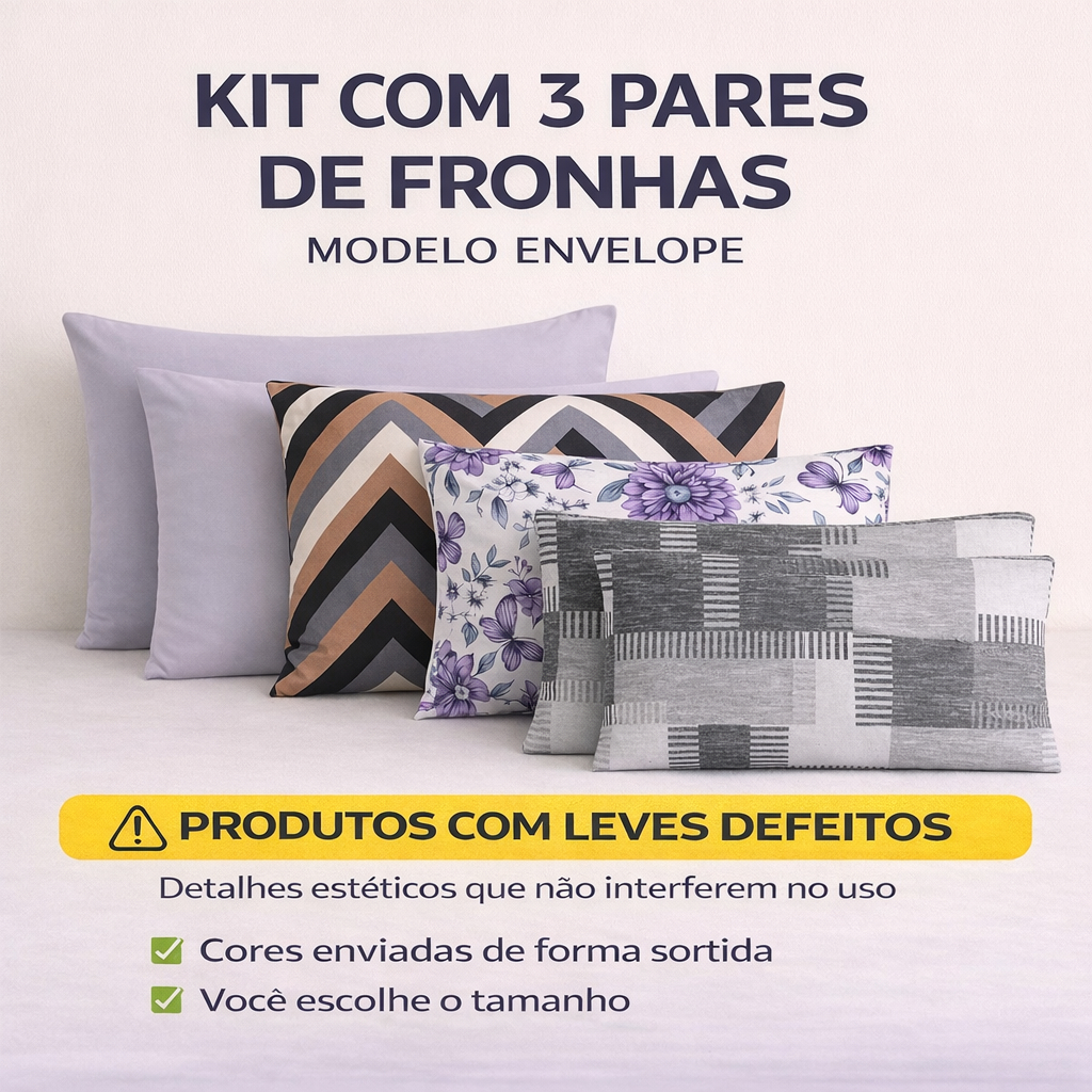 Kit Com 3 Pares De Fronhas Em Malha Com Leves Defeitos em Oferta na Shopee