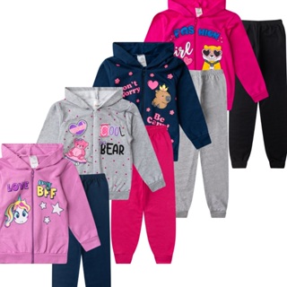 Kit 8 Peças Moletom Feminino Inverno 4 Jaquetas + 4 Calças com Punho em Oferta na Shopee