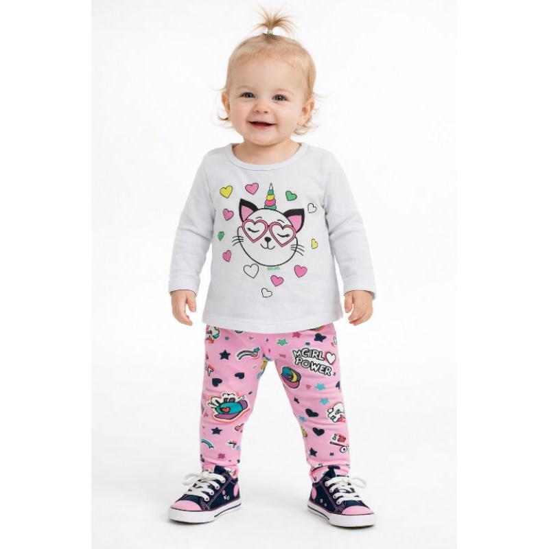 Conjunto Meia-estação Menina Feminino Infantil Inverno Frio Tamanho 2 anos