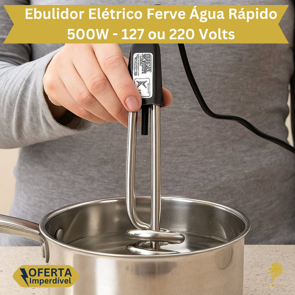 Ebulidor Elétrico Aquecedor Água Rabo Quente Mergulhão 127 ou 220 Volts Ferve Rápido 500W