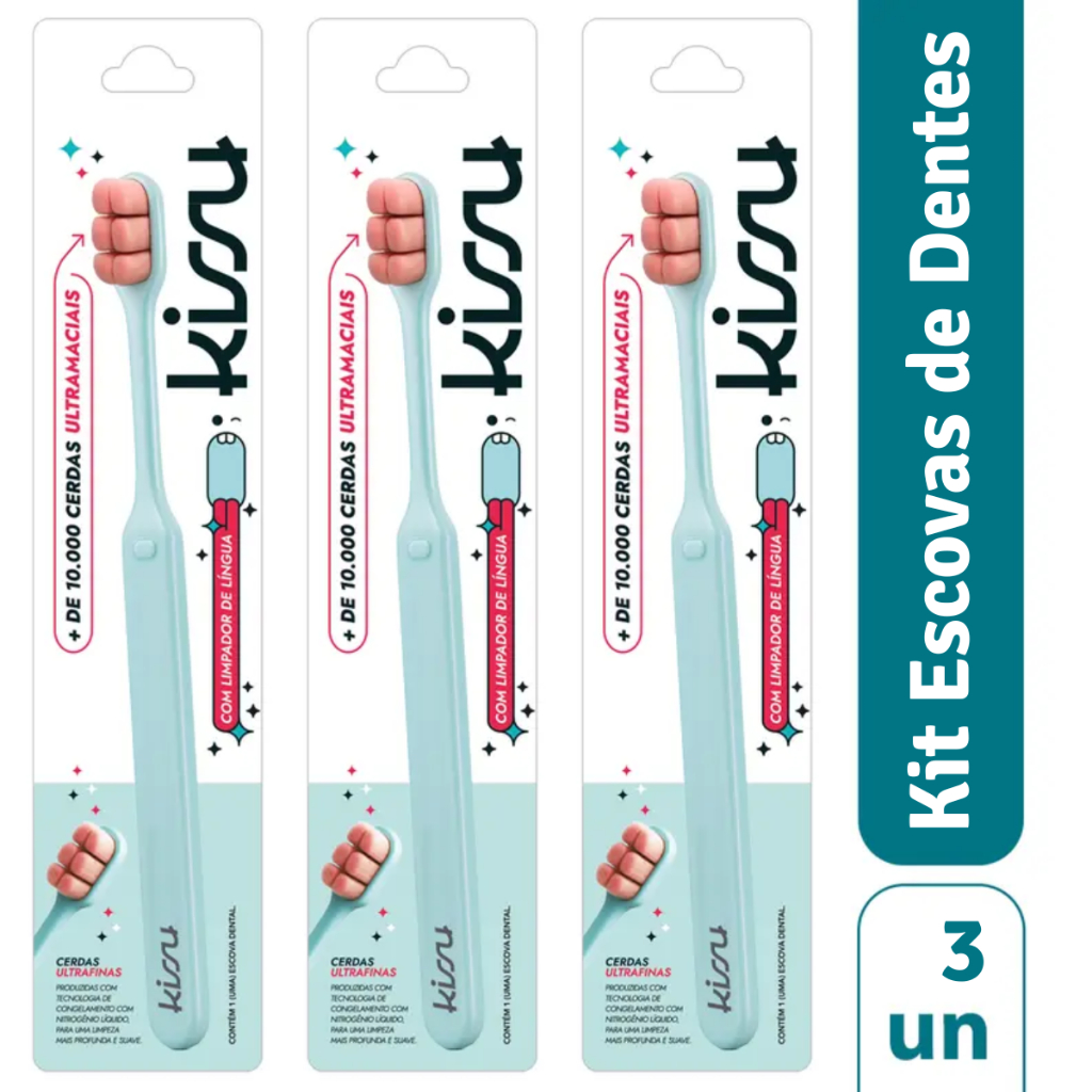 Kissu Escova de Dente Ultramacia - Kit com 3 unidades em Oferta na Shopee