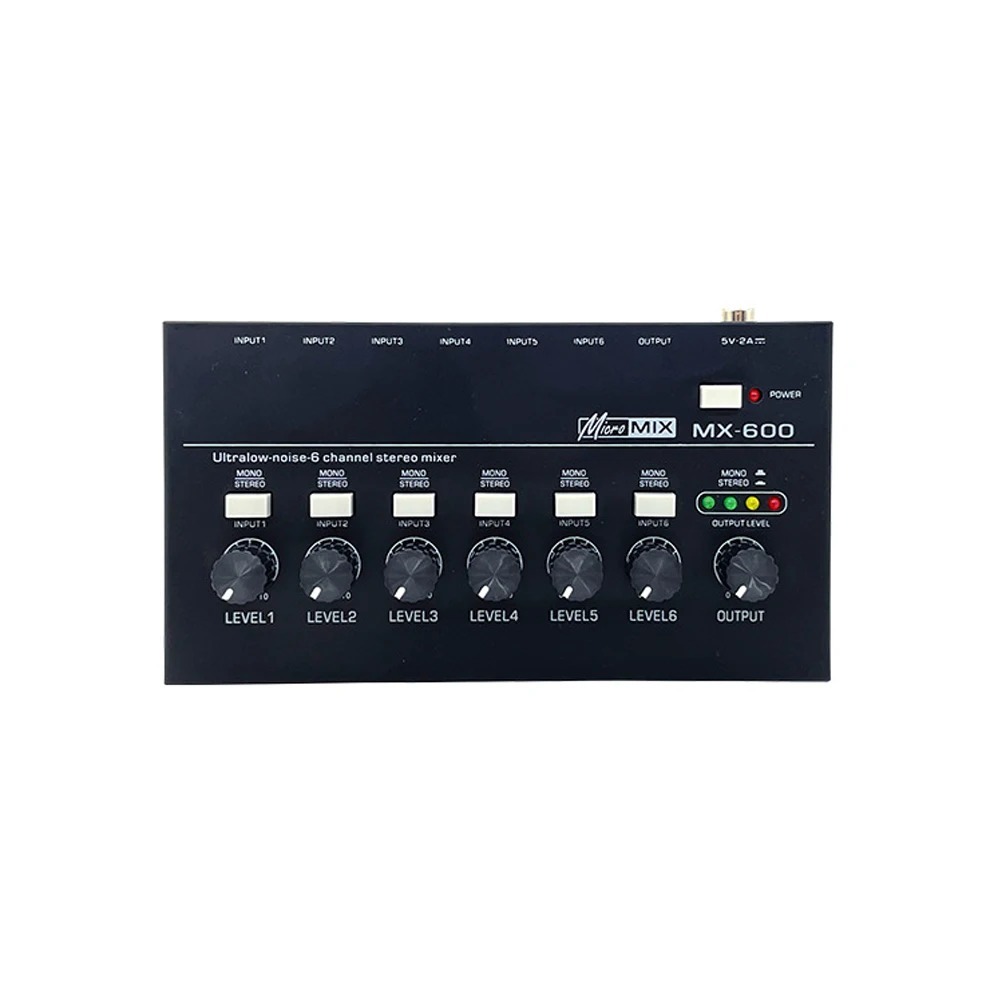 Mini Mixer de Áudio 6 Canais MIX600 5v Micromix Compacto Infla Pro Tech