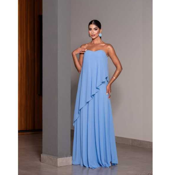 Vestido Feminino Longo de Festa tomara que caia no tecido Chiffon-Madrinha,Casamento,Formatura, Gestante e Eventos em Oferta na Shopee