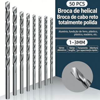 Jogo De 50 Brocas Aço Rápido HSS 1mm A 3mm Para Metal Madeira Plástico 50 Peças Multiuso em Oferta na Shopee