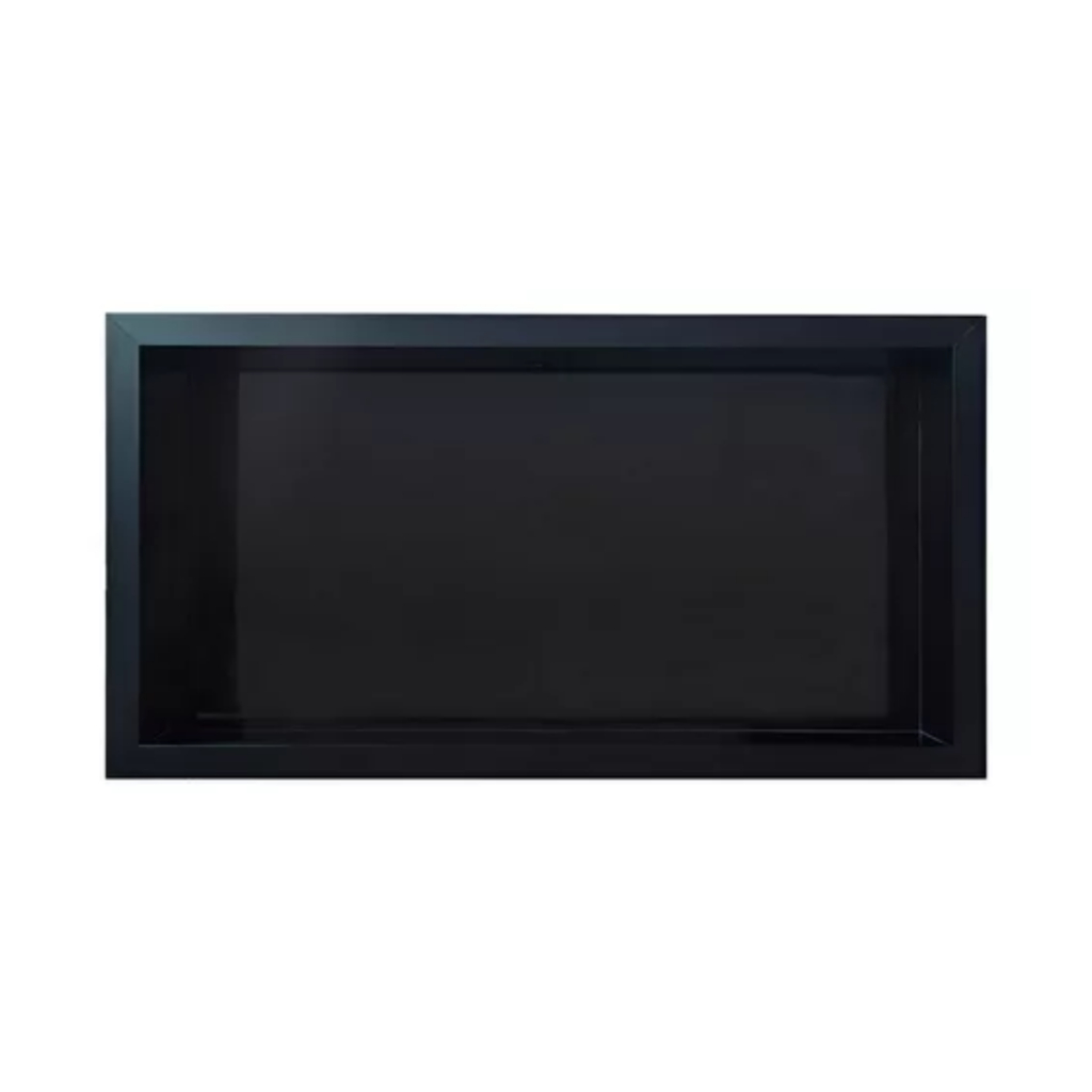 Nicho Preto Porcelanato Borda Aluminio 60x32 Banheiro Embutir