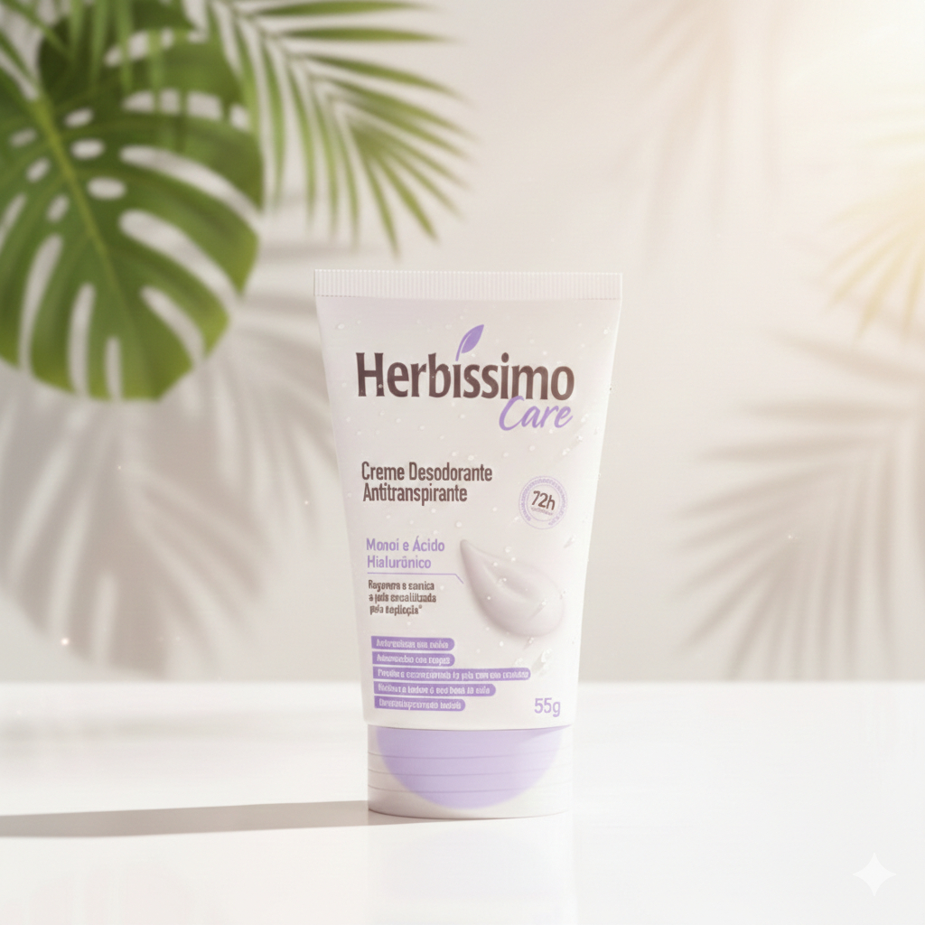 Desodorante Creme Antitranspirante Herbíssimo Bisnaga Linhaça e Coenzima 55g em Oferta na Shopee