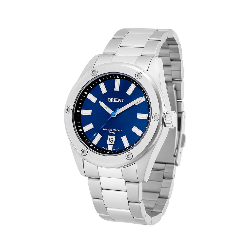 Relógio Orient Masculino Azul Analógico Prata MBSS1464D1SX