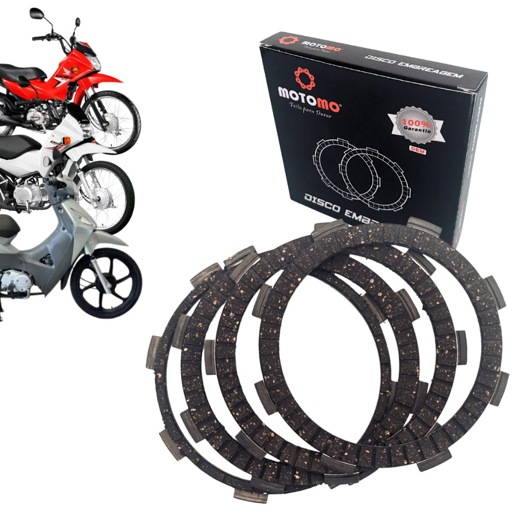 Kit Discos de Embreagem Motomo Padrão OEM Honda POP 100\110i 2007 a 2024 - Biz 125 2006 a 2024
