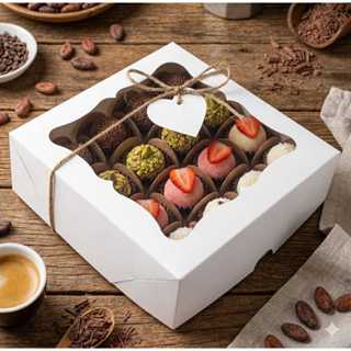 Caixa de Presente Branca/Kraft Clássica 15x15x4 Com Visor 20 Unidades em Oferta na Shopee