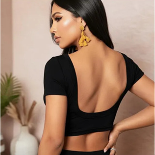 Cropped Costa Nua Tecido Duplo Suplex Manga Curta em Oferta na Shopee