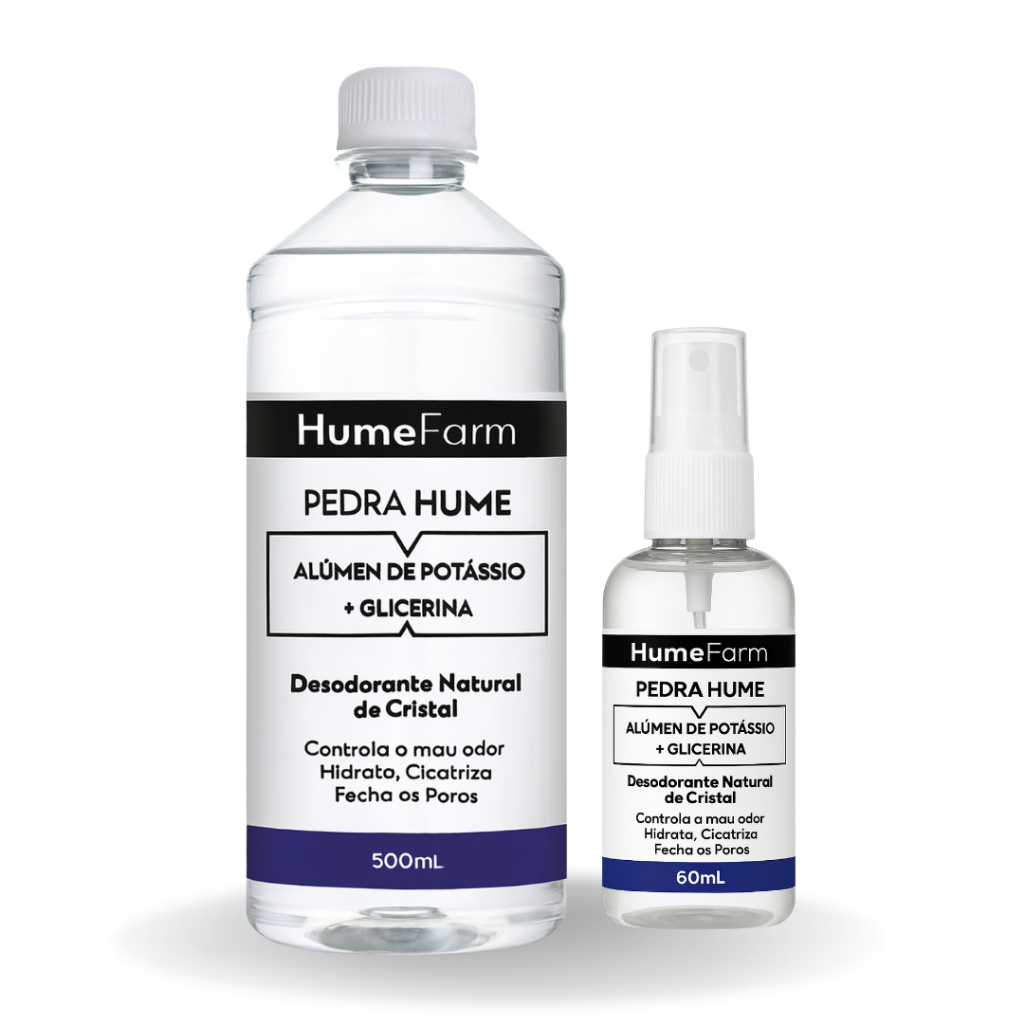 Kit Pedra Hume Líquida Com Glicerina 1 de 500ml + 1 de 60ml