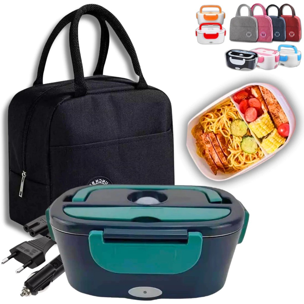 Marmita Eletrica Veicular Domestica 1.5L 40W 12V 24V 110V 220V Com Bolsa Termica Ideal Uber Taxi Trabalho em Oferta na Shopee