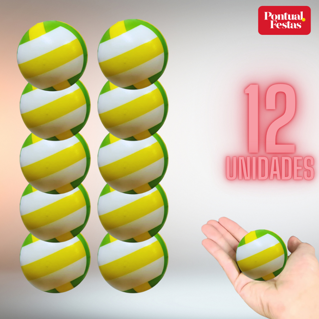 KIT 12 Bolas Antiestresse De Espuma 6cm Voleibol em Oferta na Shopee