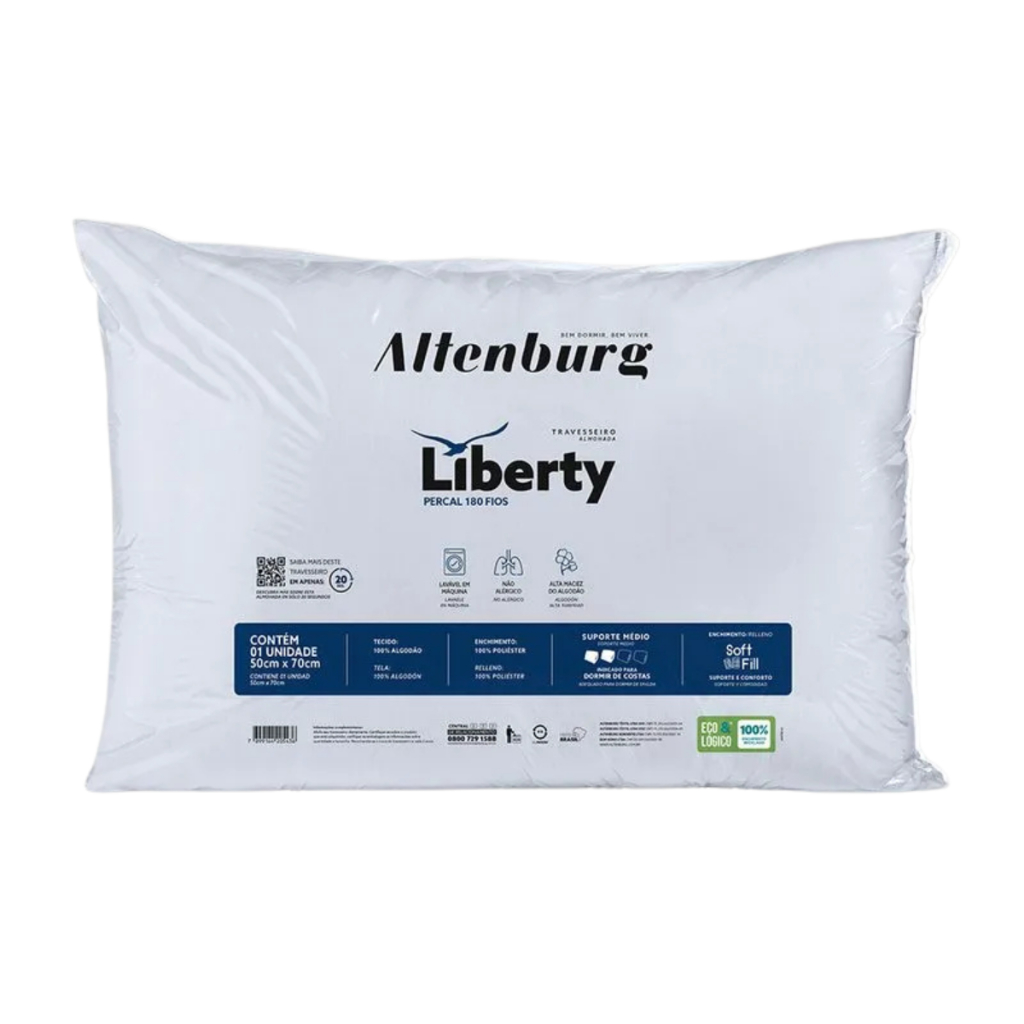 Kits 1,2,3 e 4 Travesseiro Altenburg Antialérgico Liberty Altenburg Descanso - 50cm x 70cm