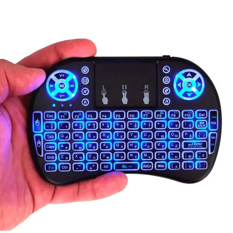 Mini Teclado Mouse Wireless Controle Sem Fio Com Led Para Tv Box, Smart Tv, Pc  + Cabo Carregador