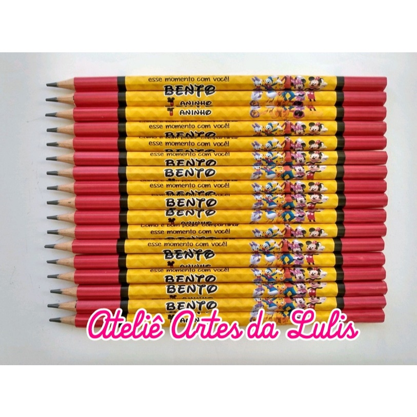 Kit Lápis Personalizado Turma do Mickey - Lembrancinha Aniversário - Lápis Turma do Mickey - lembrancinha festa infantil