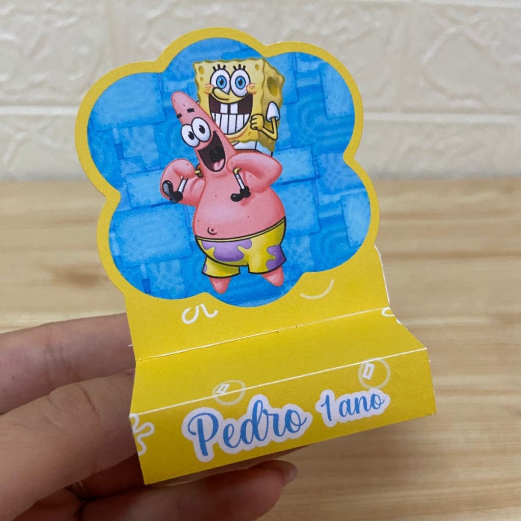 Lembrancinha Porta Bis Duplo Bob Esponja (PEGUE E MONTE) - Festa Infantil - Personalizados - Só um bolinho
