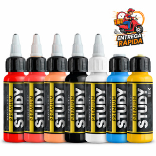 tinta study Ink 30 ml preta branco diversas cores estudo iniciante tattoo tatuador em Oferta na Shopee
