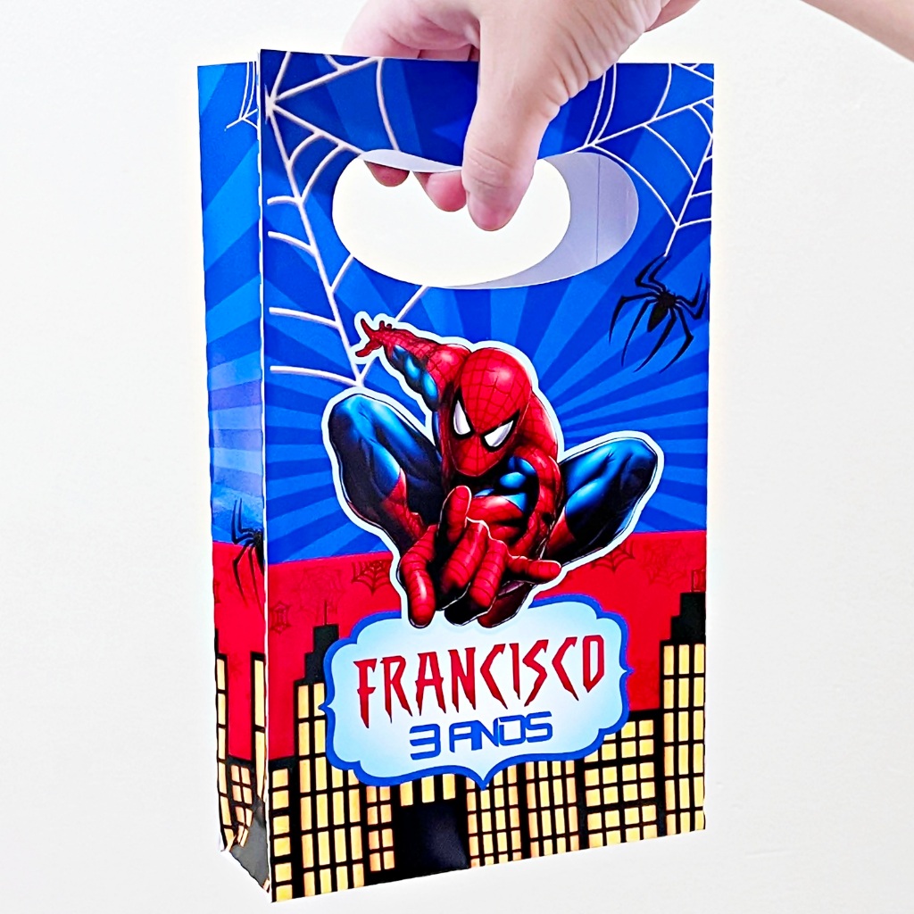 Sacolinha Personalizada Boca de Palhaço tema Homem Aranha | Bolsinha|Sacola|Lembrancinha|Pegue e Monte