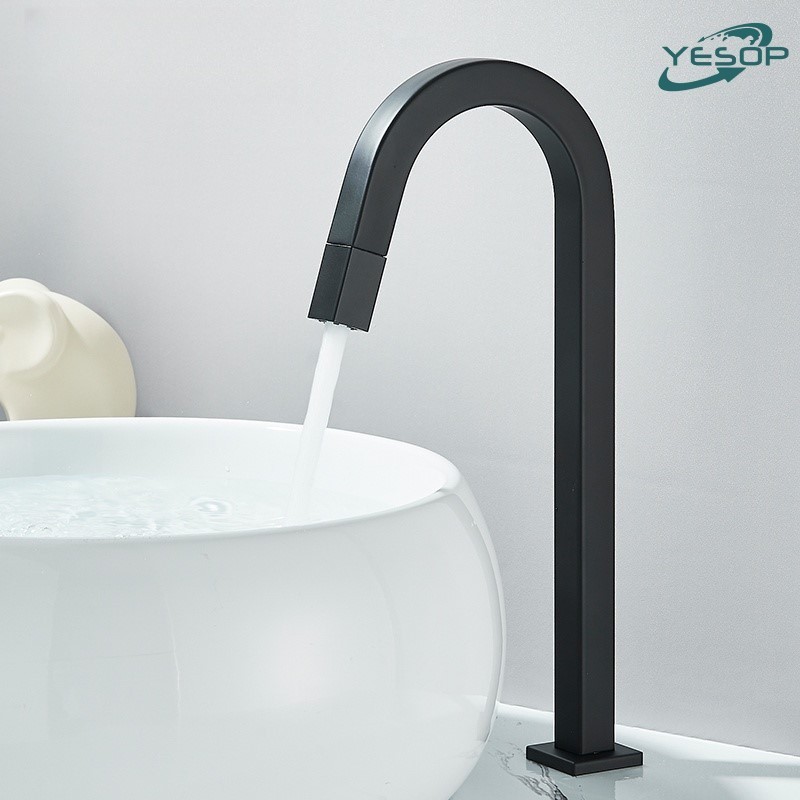 YESOP Torneira Banheiro Inox 35cm Alta Preto Fosco Para Cuba Apoio Lavatório Moderna Água Fria em Oferta na Shopee