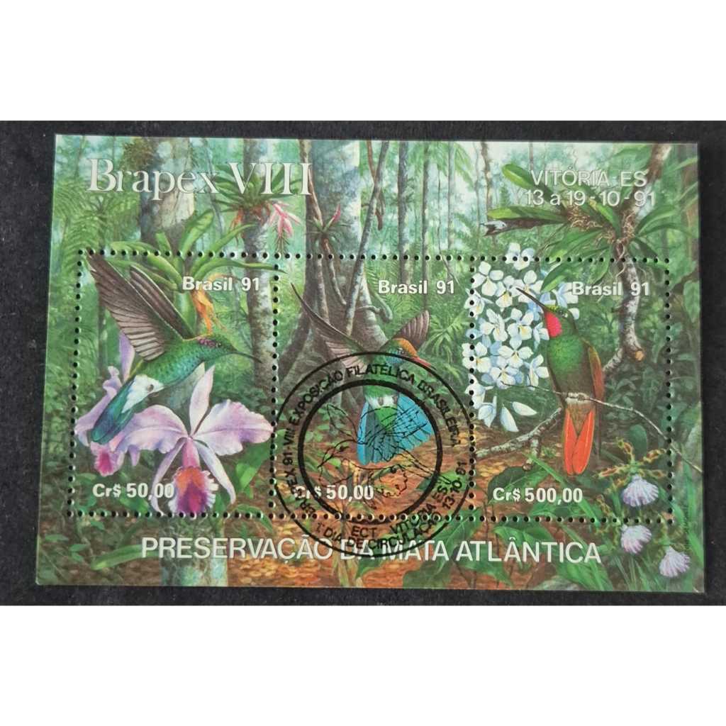Bloco de selo dos correios - B88 - Brapex 91-Com carimbo de 1º dia de circulação.