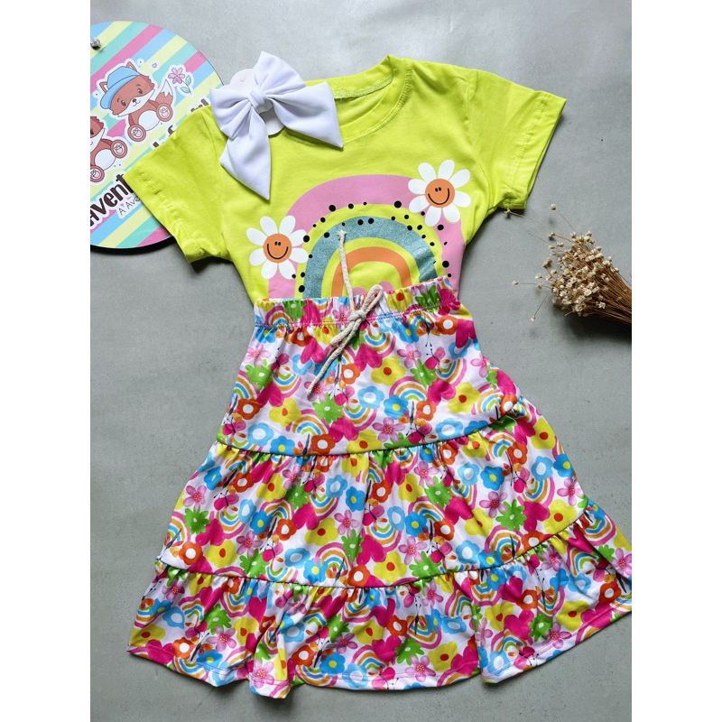 Conjunto I Antil Saia,saia Mídi I Antil,roupa I Antil colorida,T-shirt I Antil,saia I Antil,roupa I Antil,moda I