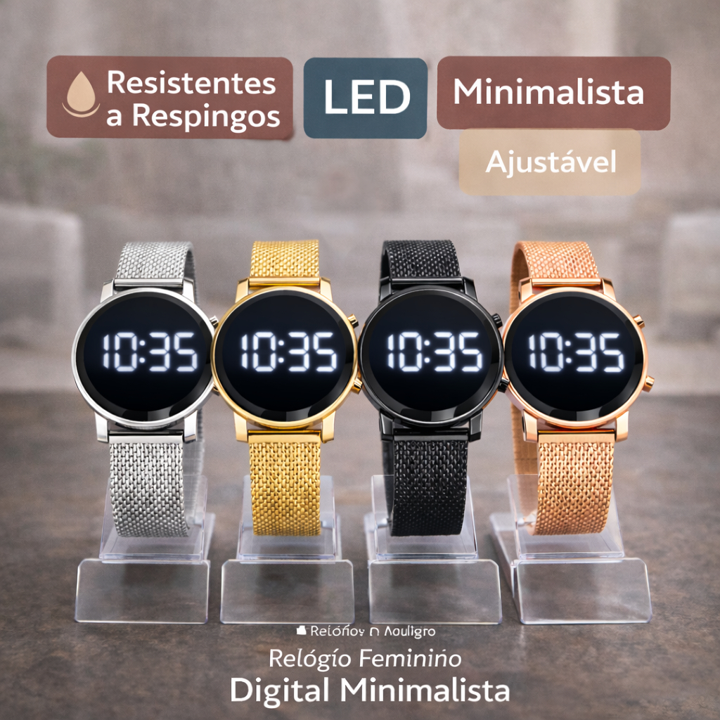Relógio Digital Feminino LED Moda Simples Casual