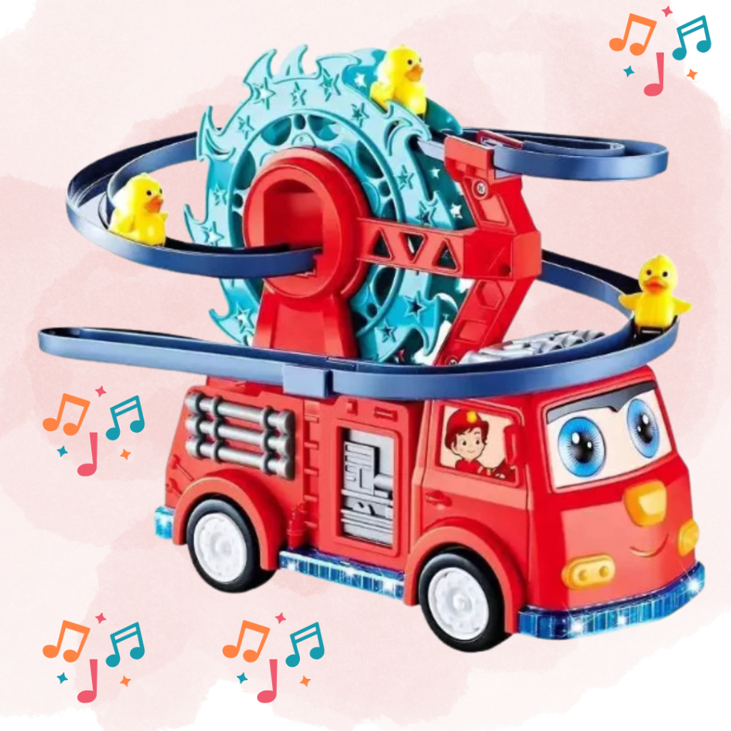 Caminhão Bombeiro Escorregador 2 em 1 Montanha Russa Com Filhotes de Patinho em Oferta na Shopee