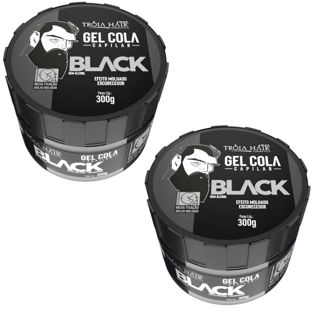 Gel Cola Black - Troia Hair For Man 300g Extra Forte 2 unidade